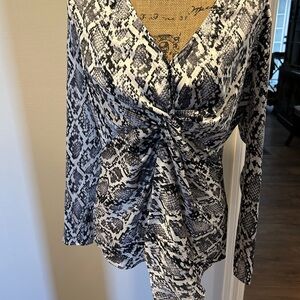 Donna Karan Monochrome Snake Print Blouse